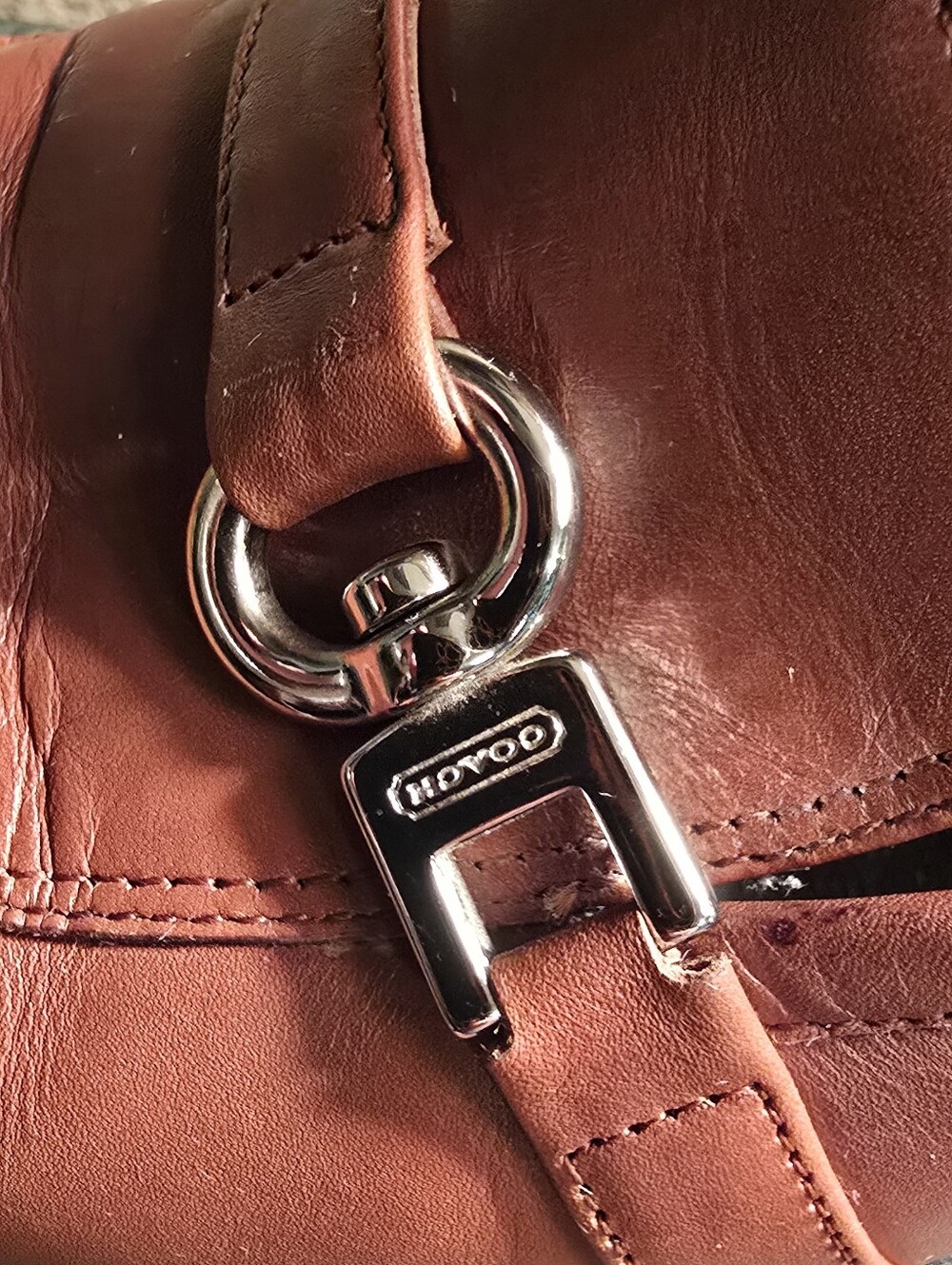 Coach Women's Rust Brown Leather Heels with Silver Hardware - Picture 5 of 5